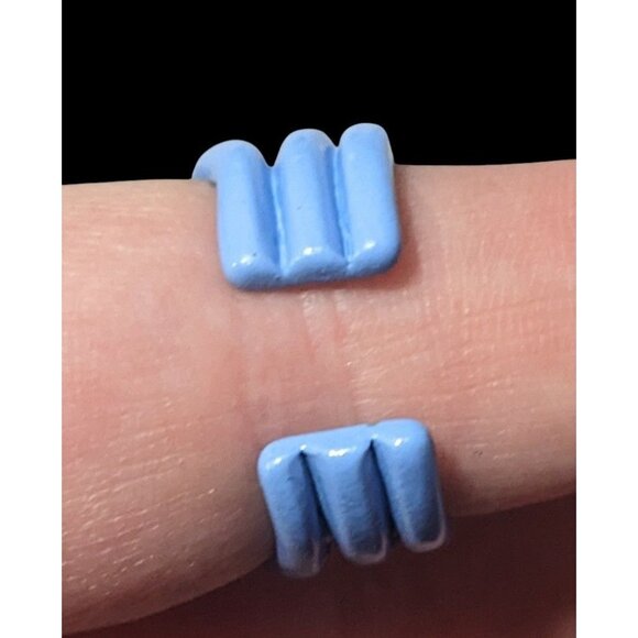 Abstract Metal Blue Enamel Coated Fashion Ring Size 8 - Picture 7 of 13